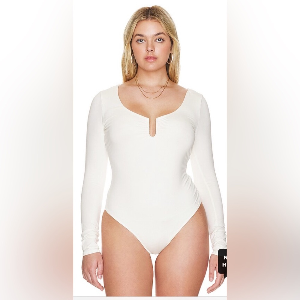 Good American White Long Sleeve Bodysuit, NWOT, Size 4/XL